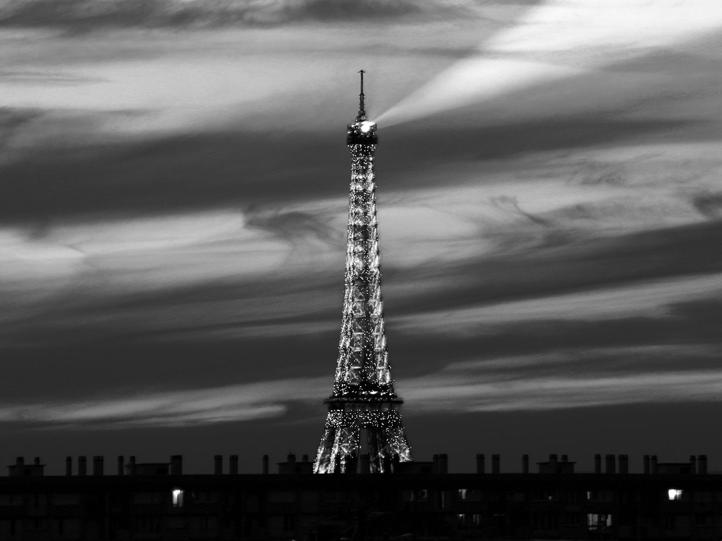 French Photographer Paris France Landscape Photography Eiffel Tower Light Show Black and White