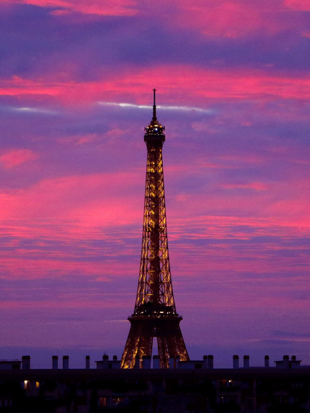 French Photographer Paris France Landscape Photography Pink Sunset at Eiffel Tower